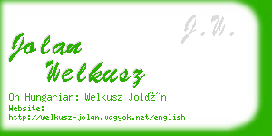 jolan welkusz business card